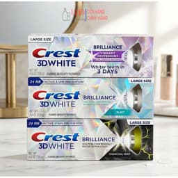Kem đánh răng Crest 3D White Brilliance Vibrant Peppermint/Blast/Charcoal Trắng Răng Bảo Vệ Men Răng 130g 1