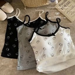 Áo ngủ 2 dây cổ viền họa tiết mèo Kitty sang trọng, tôn dáng, có đệm lót (kèm mút ngực) - Thu99. 1