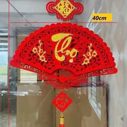 Set 3 Khánh Quạt Nhung Chữ PHÚC - LỘC - THỌ Treo Trang Trí Tết 4