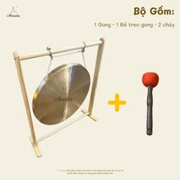 [Amrita] [Hàng Sẵn] Golden Chau Gong 60cm kèm đế gỗ và chày bông - CXNP532 4