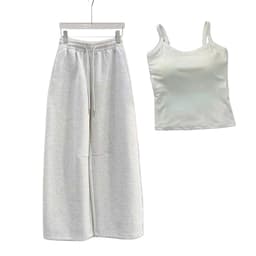 < free size 33 -48kg  > Sét bộ quần dài da cá ống suông + mix áo 2 dây ĐỆM MÚT  trơn tăm lạnh thoitrang2k 4