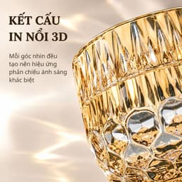 [ GOCHY ] Bộ 6 Ly Thủy Tinh GOCHY HOME 300ml Vân Ong Dập Nổi 3D, Cốc Uống Nước Soda-Lime Không Chì, Dày Dặn Sang Trọng- Mix Vàng 3
