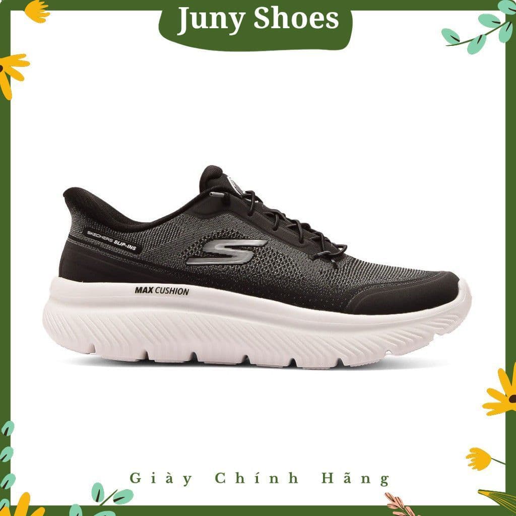 Giày Thể Thao Nam Đen Trắng Max Cushion Slip-ins Đế Dày Êm Nhẹ, Giày Đi Bộ Đi Làm