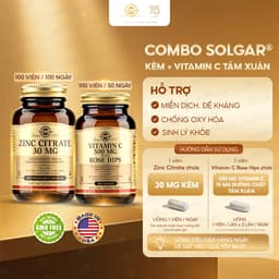 [Hàng cty full va.t]  Viên Uống Solgar Zinc Kẽm Citrate 30Mg -  Bổ Sung Kẽm Chăm Sóc Sức Khỏe Phái Nam [Lọ 100 Viên] 1
