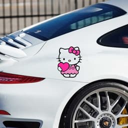 Decal Ô tô Hình Mèo Hello Kitty Ôm Trái Tim Dễ Thương, Chống Thấm Nước 5