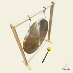 [Amrita] [Hàng Sẵn] Golden Chau Gong 60cm kèm đế gỗ và chày bông - CXNP532 7