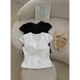 Áo Viền Ren Cổ V Tay Con M233777 clothing Thời Trang Nữ  2
