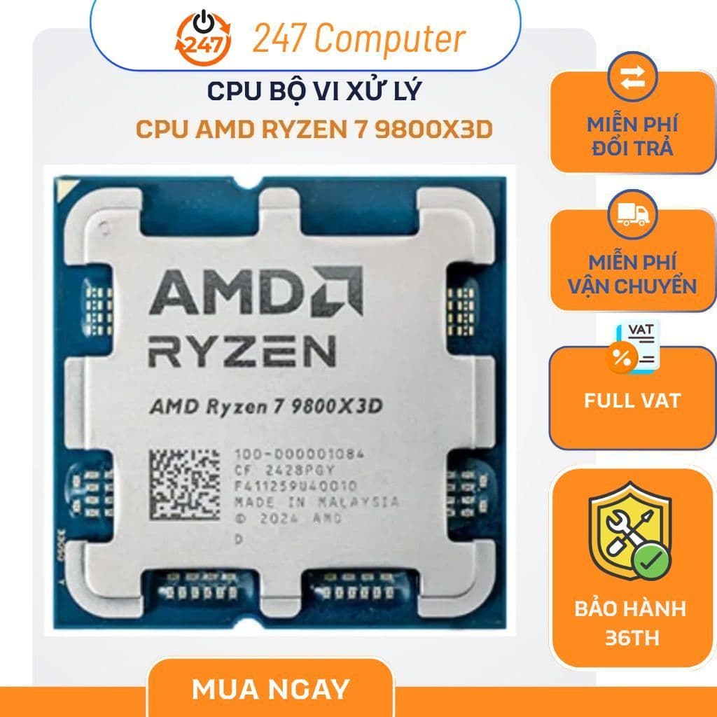 (FULL VAT) Chip vi xử lý AMD RYZEN 7 9800X3D Tray new