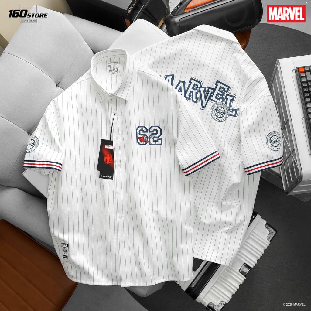 Áo Sơ Mi Nam ICONDENIM Marvel Spiderman Academic Chic S-62 SMID0411