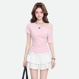 Áo Thun Nữ Kiểu Lệch Vai Tay Cánh Dơi Dây Buộc Nơ Sau Lưng A5160 8