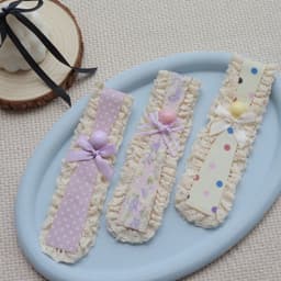 Băng Đô Dán Tóc Mái Viền Ren Bèo Nhún Tone Màu Pastel Đính Nơ Xinh Xắn T934 6