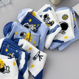 Set 10 Đôi Tất Trẻ Em Cao Cổ Phi Hành Gia Astronaut Cotton Mềm Size M-L 3-12 Tuổi 6