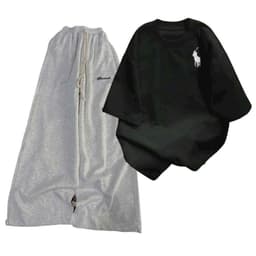 < Rẻ Vô Địch > Sét đồ quần dài da cá Xám đậm chữ kí + mix áo phông Thêu ngựa hót trend trẻ trung PUER -thoitrang96 2