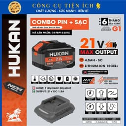 Combo Pin 15 Cell HUKAN G1-FRP15-2UTC, Dung lượng 4.5Ah-5C, Tích Hợp 2 USB & TYPE-C, Chân Phổ Thông 1