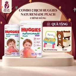 [Kèm Quà] Combo 2 Tã quần Huggies Naturemade Peach M48+10/ L44/ XL38/ XXL26 BỈm Đào Chính Hãng 1