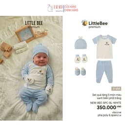 Set 5 Món Đồ Dài Áo Cài Chéo Sơ Sinh cao cấp LittleBee - Cho Bé Trai, Bé Gái (Từ 0-3M) 1