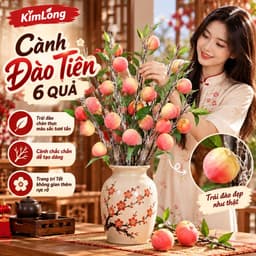 Cành Đào Nhân Tạo 6 Quả - Trang Trí Tết Đẹp, Decor Nhà Cửa Xuân Khởi Sắc 2027 2