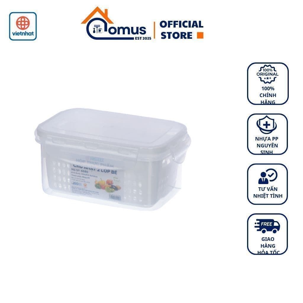 Hộp Thực Phẩm Việt Nhật Bảo Quản Kín Khí 6580/81/82, Hộp Nhựa Chữ Nhật Đựng Thực Phẩm - DOMUS