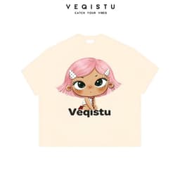 [Ver.2.2] Áo Thun Boxy Local Brand VEQISTU "Chibi Girl", Áo Thun Unisex Form Rộng 250GSM Cotton 9