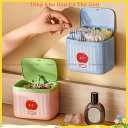 Hộp đựnġ tăm bông có nắp, Hộp đựnġ cho phòng tắm Tổ chức lưu trữ tại nhà, Hộp đựnġ đồ trang điểm - VOICON-[DA66] 1