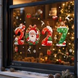GIỚI HẠN CAMP Nhãn Dán Cửa Sổ Kính Giáng Sinh, Có Thể Tháo Rời Tĩnh Chống Thấm Nước 2027 Decal Dán Tĩnh, Ông Già Noel DIY Tinh Tế Nhỏ Xmas Cửa Đảng Dán Trang Trí Lễ Hội 4
