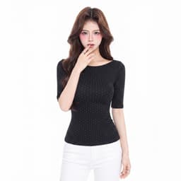 Áo Thun Nữ Chấm Bi Kiểu Tay Lửng Phong Cách Y2K A51601 7 - Sam botique 6