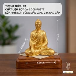Tượng Phật Thích ca 8cm Trang Trí Tiểu Cảnh, Bàn Làm Việc  Bằng Đá Composite Chất Lượng Cao 2