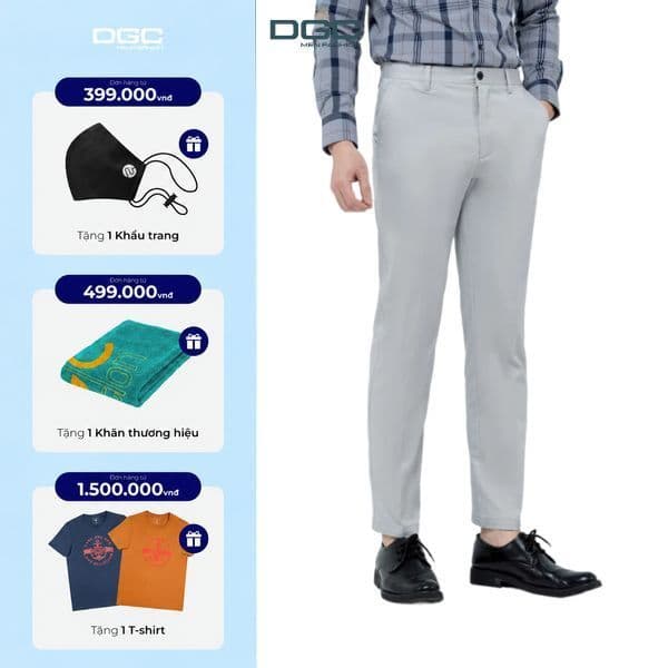 Quần kaki nam không ly DGCs - dáng suông, đứng dáng,co giãn nhẹ - SQKBC04M