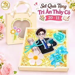"Hộp quà 20-11 thân tặng thầy cô: hoa, thiệp, đèn nháy, ống mê ka cuốn tiền ý nghĩa." 3