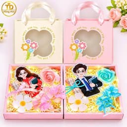 "Hộp quà 20-11 thân tặng thầy cô: hoa, thiệp, đèn nháy, ống mê ka cuốn tiền ý nghĩa." 8