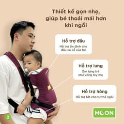 Địu 4 Tư Thế Chống Gù Lưng Cho Bé - Địu 4 Tư Thế Cho Trẻ Moon Air Mesh cõng 2