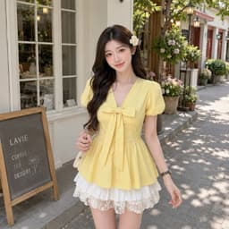 Áo sơ mi babydoll hottrend kiểu Hàn Quốc xinh xắn có dây chiết eo  SMK98 TRON 7