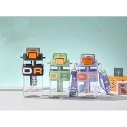 Bình nước nhựa có ống hút 600ml dây đeo tiện lợi, phù hợp cho các bé đựnġ nước đến trường, VOICON-[LA22] 4