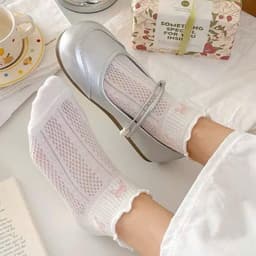 Set 5 Tất Nơ Cổ Ngắn Cotton Dệt Kim Dễ Thương Tất Vớ Nữ 4