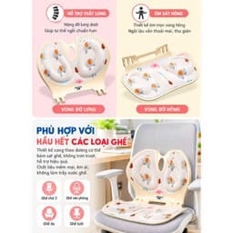 TC  Đệm Ngồi Chống Gù JINGQU Có Tựa Lưng, Đệm Ghế Công Thái Học Gập Gọn, Hỗ Trợ Tư Thế Ngồi Êm Ái Thoáng Khí 3