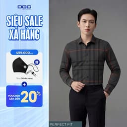 Áo Sơ Mi Nam DGC Dài Tay Kẻ Ô Công Sở - Mềm Mịn, Co Giãn Thoải Mái, Dễ Phối Đồ SASDBF114M 1