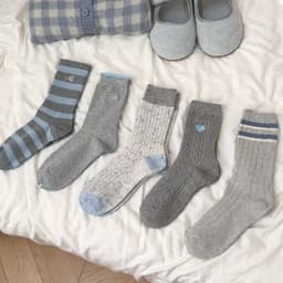 🧦 SET 5 ĐÔI TẤT VỚ NỮ CỔ CAO PHỐI HỌA TIẾT PHONG CÁCH HÀN QUỐC 1