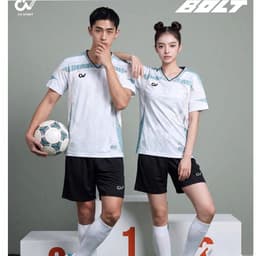 [Chính hãng CV Sport] [Nhận in tên số theo yêu cầu] Quần Áo Bóng Đá CV Bolt Trắng vải C-Airmaxx siêu nhẹ Cao Cấp 9