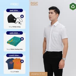 Áo sơ mi Nam ngắn tay DGC Dáng Ôm Perfect Fit, Phong cách công sở hiện đại - SASNBD159M-S 1