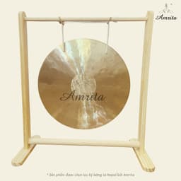 [Amrita] [Hàng Sẵn] Golden Wind Gong 40cm kèm đế gỗ và chày bông - CXNP533 8