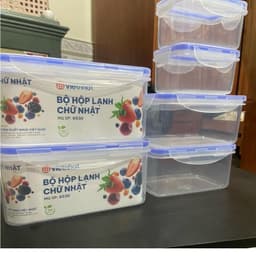Bộ 6 Hộp bảo quản thực phẩm 3 size hàng cao cấp việt nhật, hộp có gioăng để tủ lạnh 6530 4