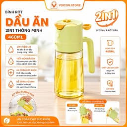 Bình Rót Dầu Ăn 2 trong 1  Dung Tích 460ml Chất Liệu Thủy Tinh Cao Cấp VOICON-BIN99 1