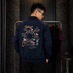 Áo khoác Gió Bomber Hoạ tiết TOKYO chất gió 2 lớp bo gân thời trang cao cấp 5