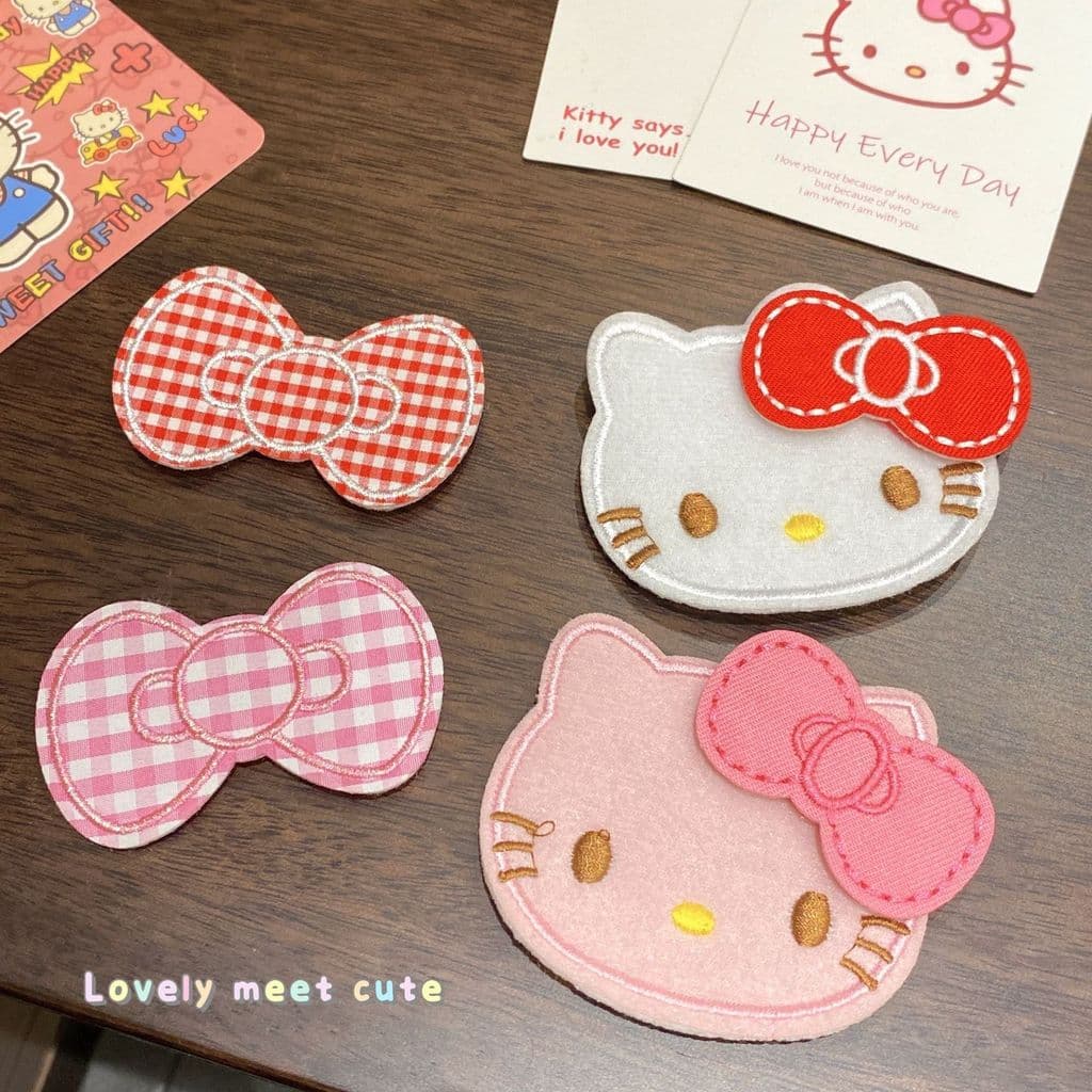 Phụ Kiện Tóc Kitty Nơ Dễ Thương - Miếng Dán Tóc Mái Xinh Xắn
