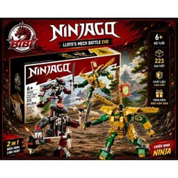 Lloyd Mech EVO Batlle-Bộ Đồ Chơi Lắp Ghép Trận Chiến Mech Lloyd vs Lính Xương-Njnjago Dragon Rising 1