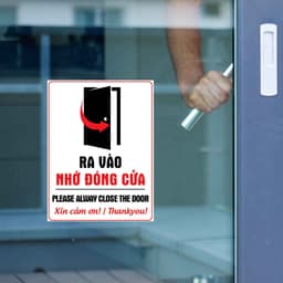 Decal Nhắc Nhở Đóng Cửa, Sticker Trang Trí Dán Cửa, Kính, Tường, Gỗ - Chống Nước, Thẩm Mỹ Cao. 4