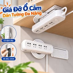 Giá Treo Ổ Điện Dán Tường, Dụng Cụ Cuộn Dây Nguồn Có Kẹp Giữ Chống Rối, Tiết Kiệm Diện Tích
 1