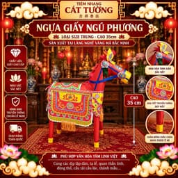 Ngựa Giấy Hàng Bắc Ninh (Cao 35cm) Cúng Quan Thần Linh, Cúng Trạng, Thánh Mẫu, Tạ Đất, Giải Hạn - Tiệm Nhang Cát Tường 6