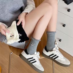 Set 5 Đôi Tất/ Vớ Cổ Cao Cho Nữ Hoạ Tiết Đôi Mắt Bong Bóng Miệng Cổ Bèo Phong Cách Hàn TN34 JULIET 6