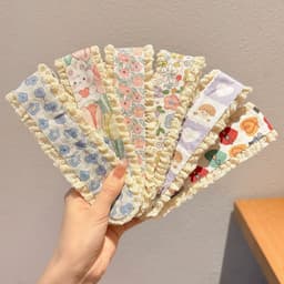 Miếng Dán Tóc Mái Nữ Kiểu Hàn Hoa Nhí Xinh Xắn, Băng Đô Velcro Giữ Tóc Gọn Gàng Khi Makeup Rửa Mặt 3